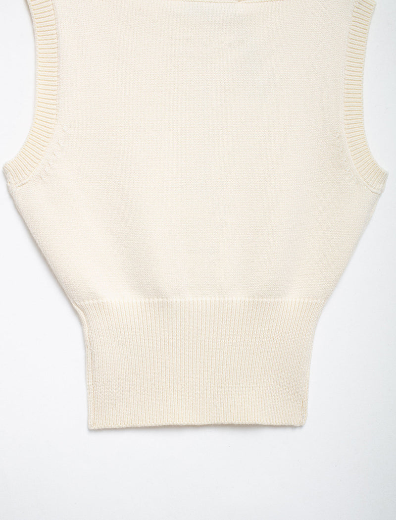 Mock Neck Knitted Cropped Tank Top