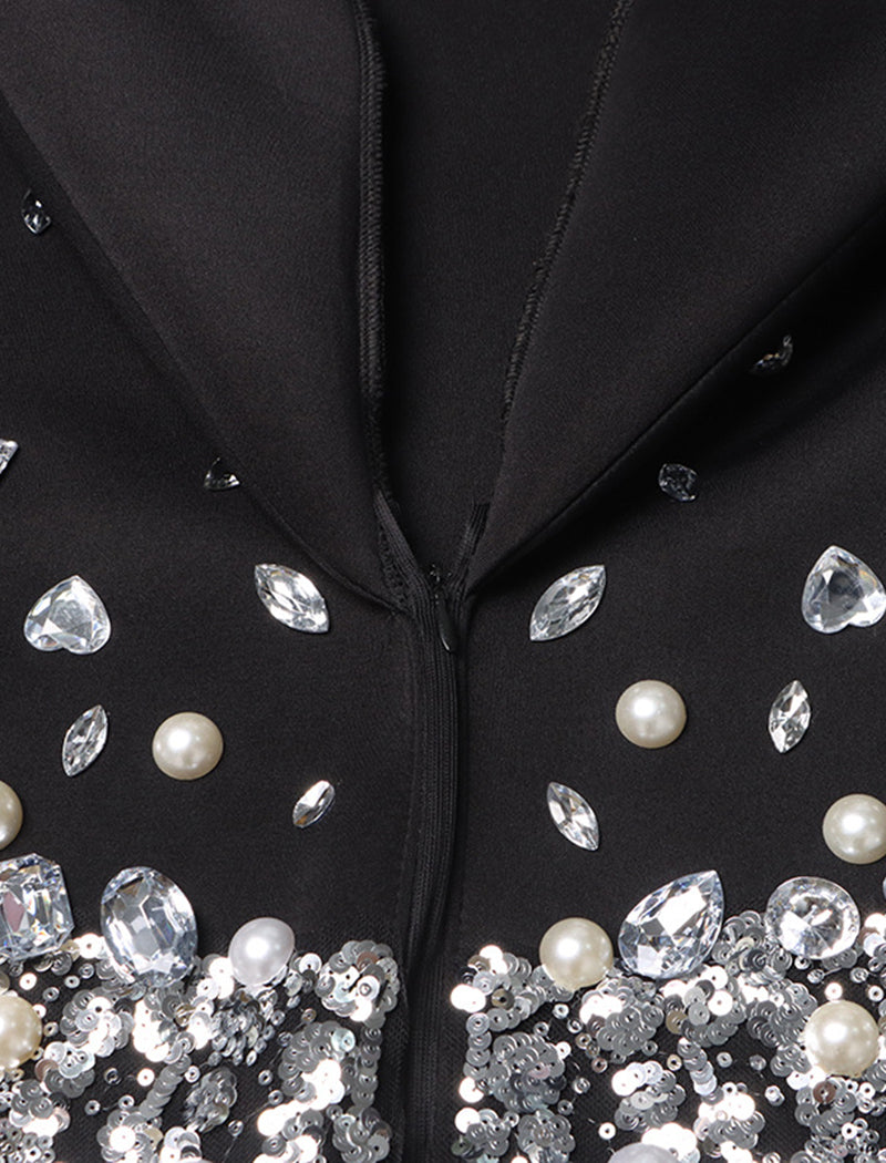 Embellished Faux Pearl Blazer