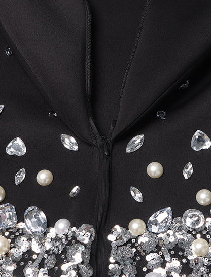 Embellished Faux Pearl Blazer