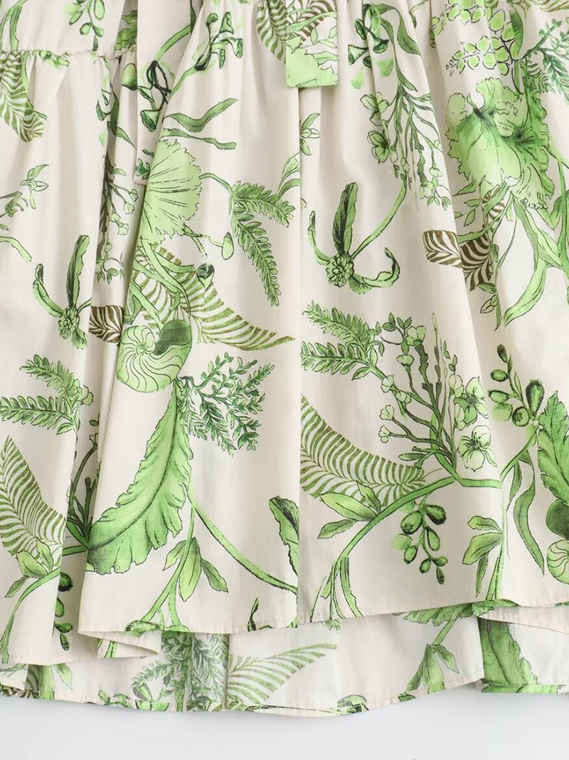 Botanical Print Tiered Maxi Dress