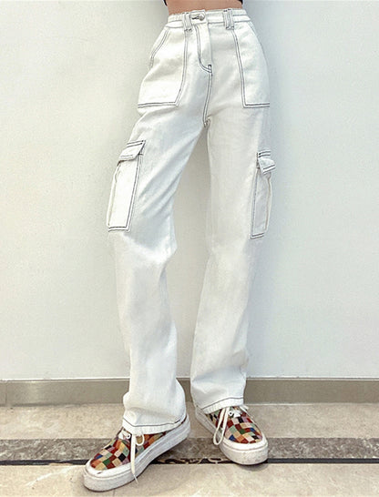Denim Semi-Elastic Cargo Pants
