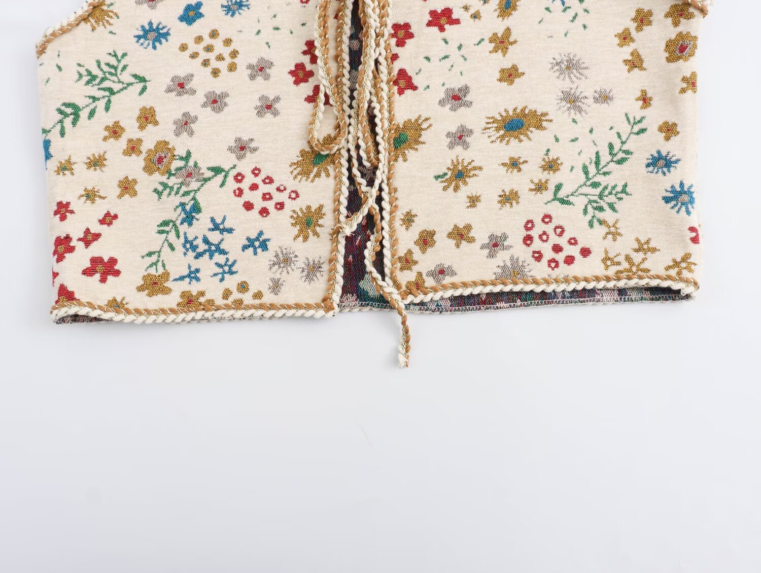 Cropped Floral Tie-Front Vest