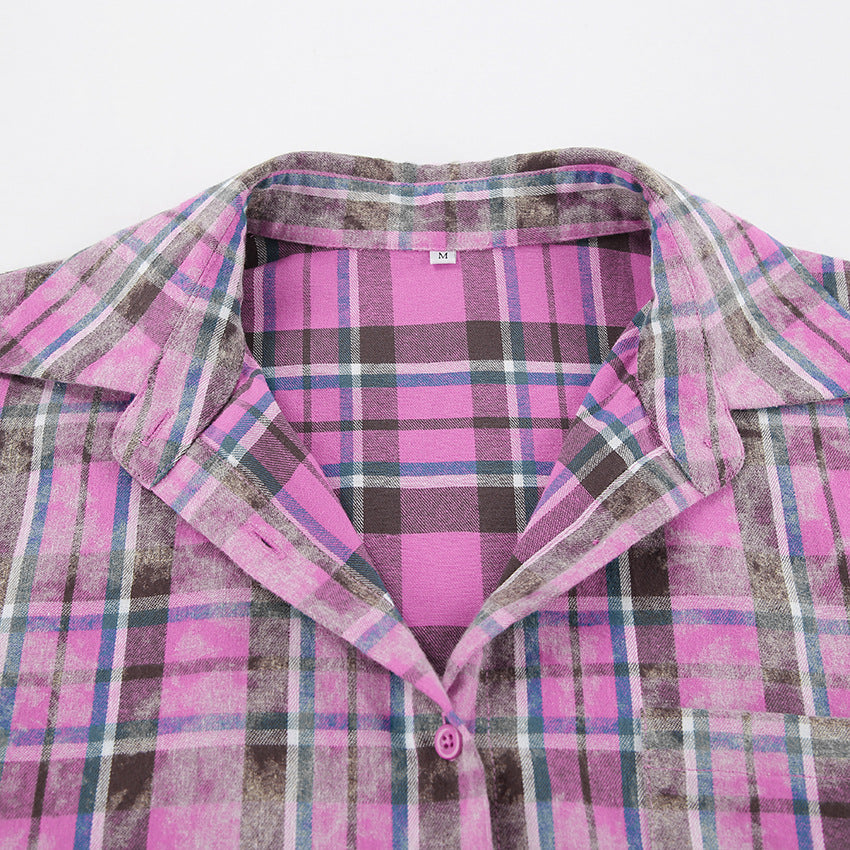 Plaid Button-Front Shirt