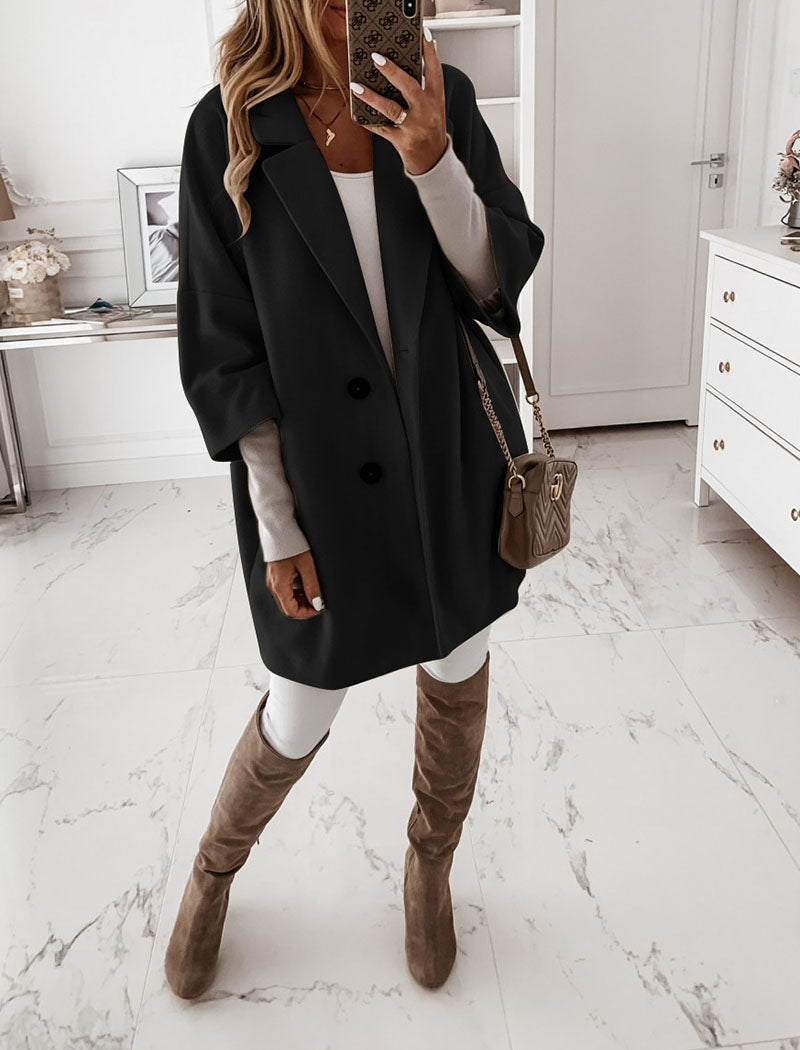 Notch Collar Buttoned Longline Coat