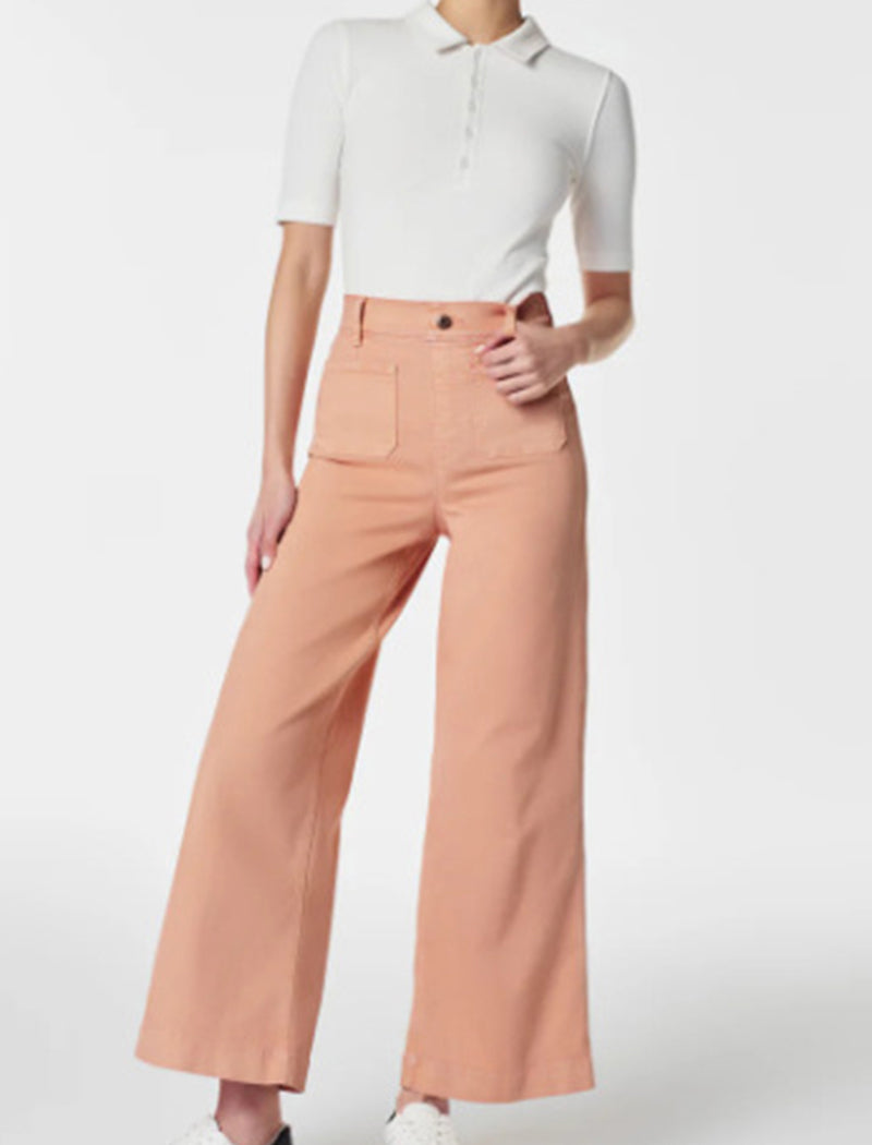 High-Waisted Wide-Leg Jeans with Patch Pockets