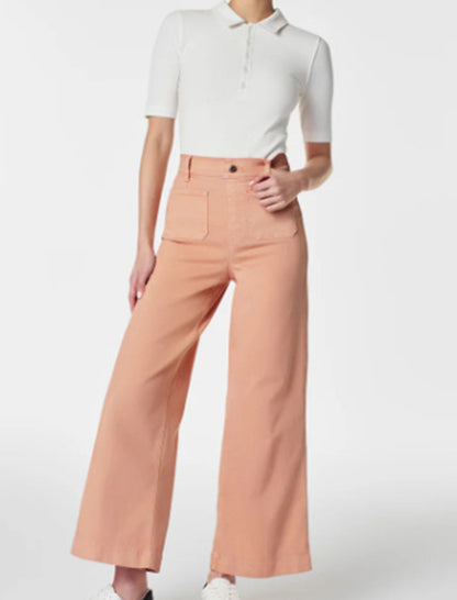 High-Waisted Wide-Leg Jeans with Patch Pockets