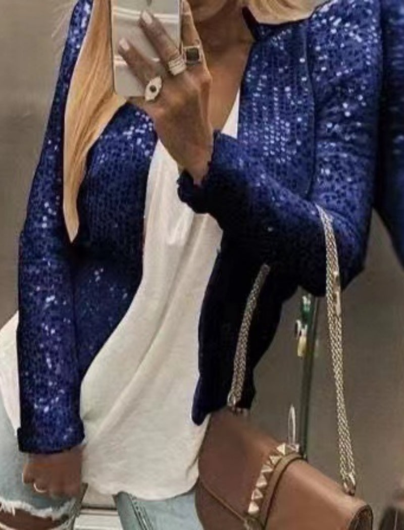 Sequin Embellished Open Jacket