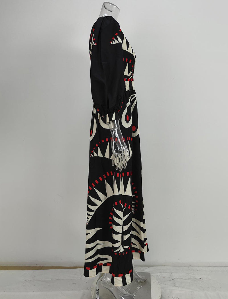 Abstract Print Maxi Dress