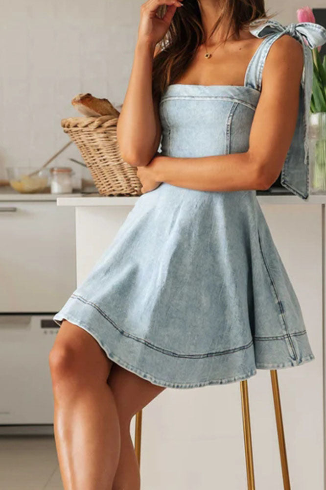 Bow Tie Denim Dress