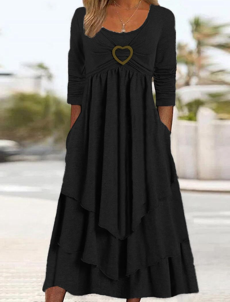 Heart-Cutout Layered Maxi Dress