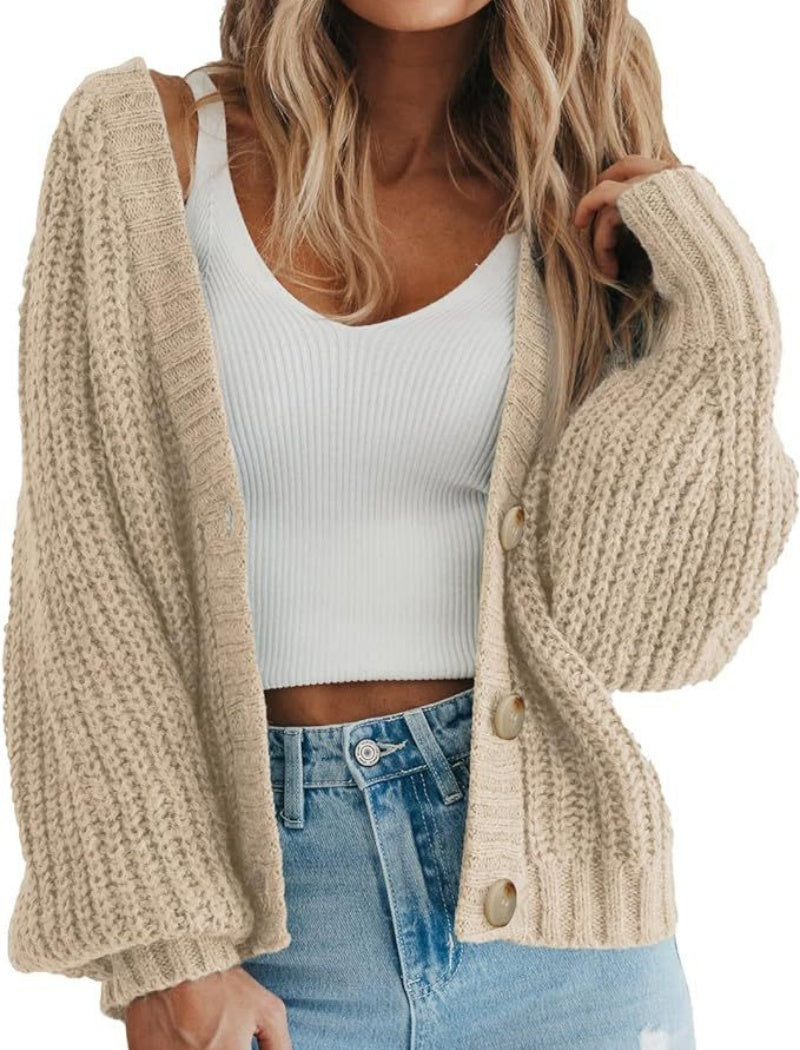 Chunky Knit Button-Up Cardigan