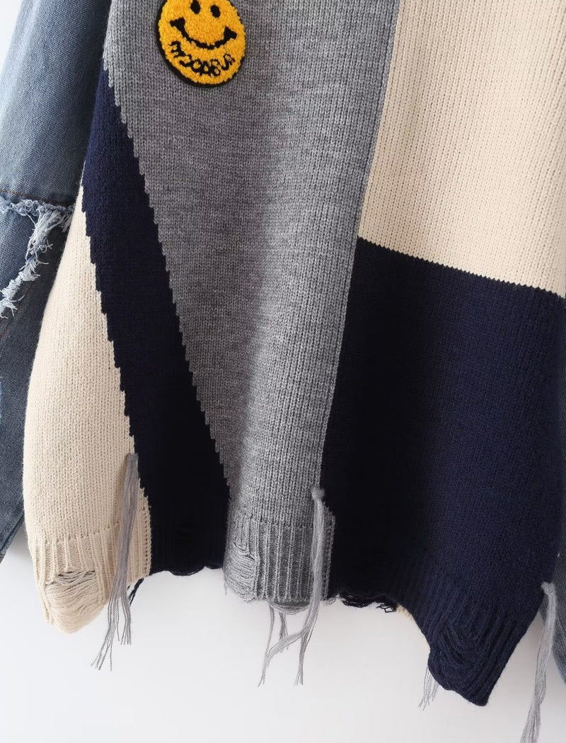 Patchwork Knit Sweater