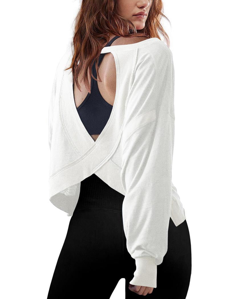 Oversized Long-Sleeve Cutout Top