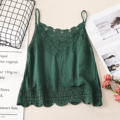 Lace-Trim Cutout Cami Top