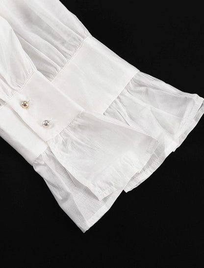 Buttoned Flare-Sleeve Blouse