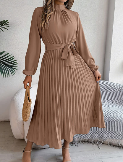 Pleated Dress with Tie Waist