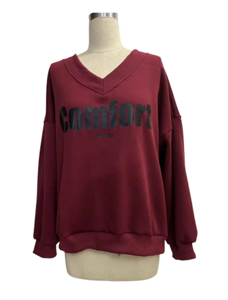 V-Neck Comfort Print Pullover