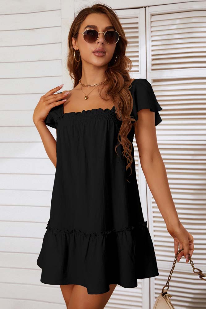 Ruffle Sleeve Tiered Mini Dress