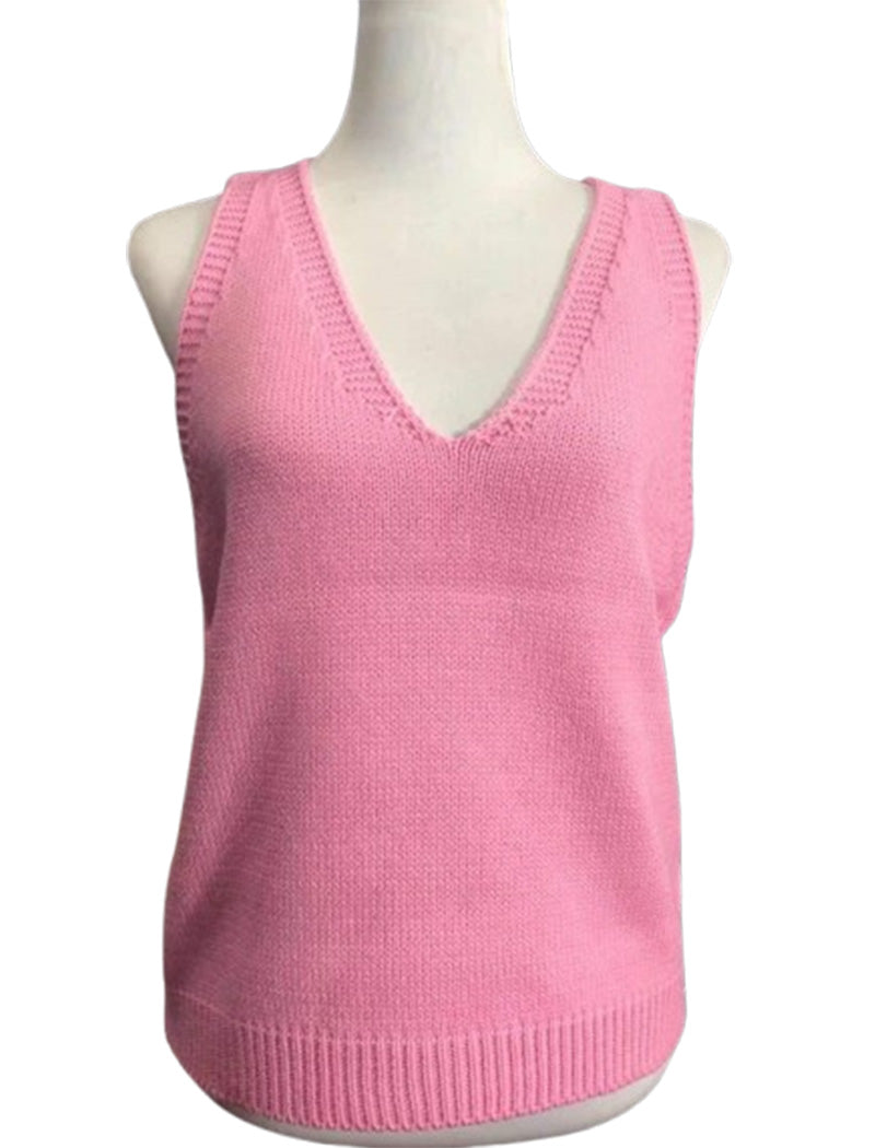 V-neck Knit Sleeveless Vest