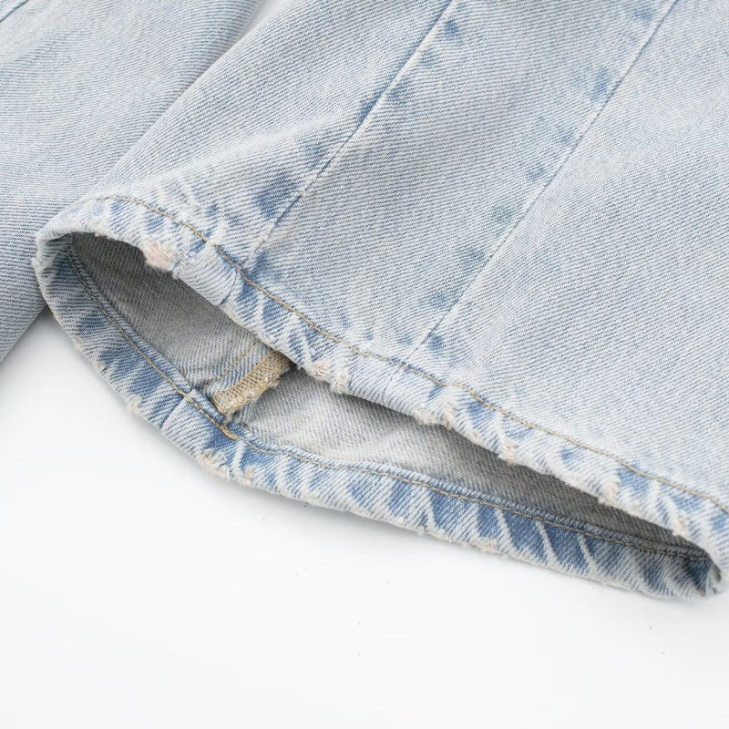 Two-Tone Straight-Leg Jeans