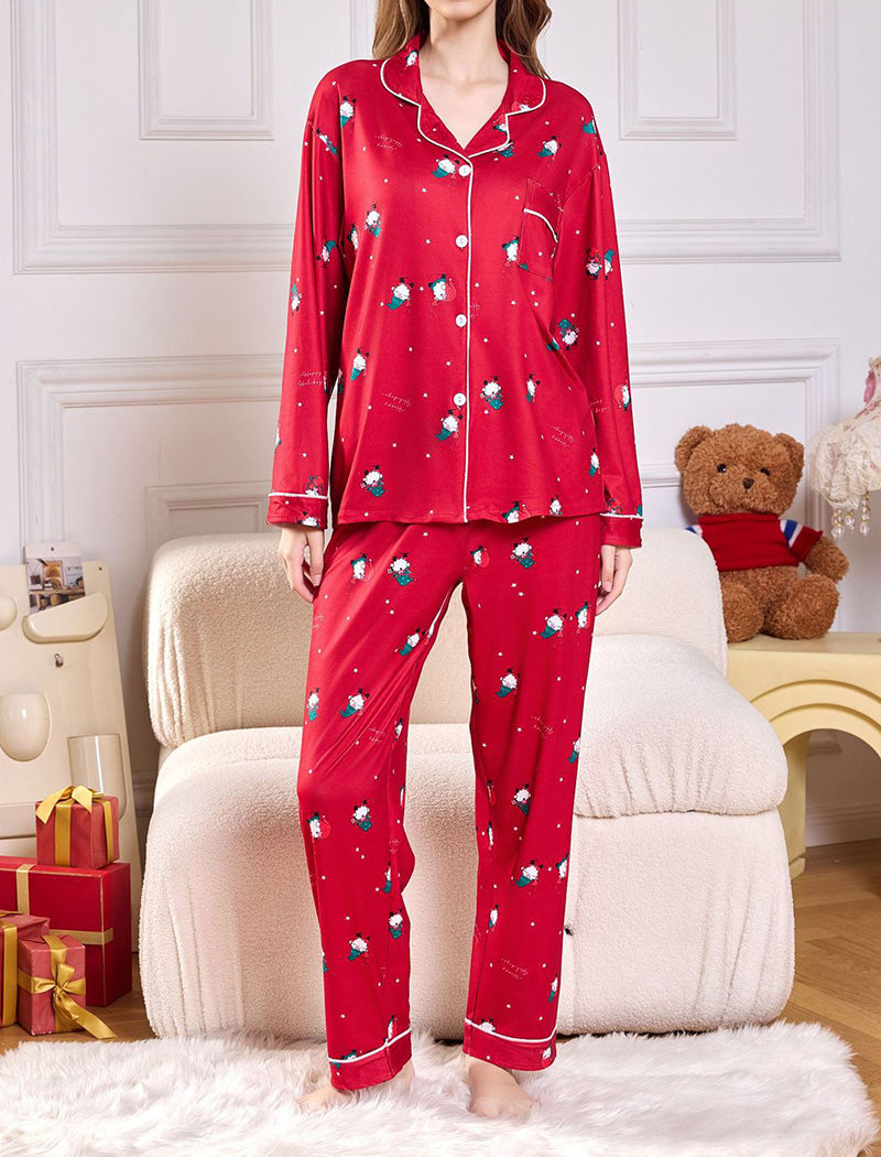 Festive Snowman Print Pajama Set
