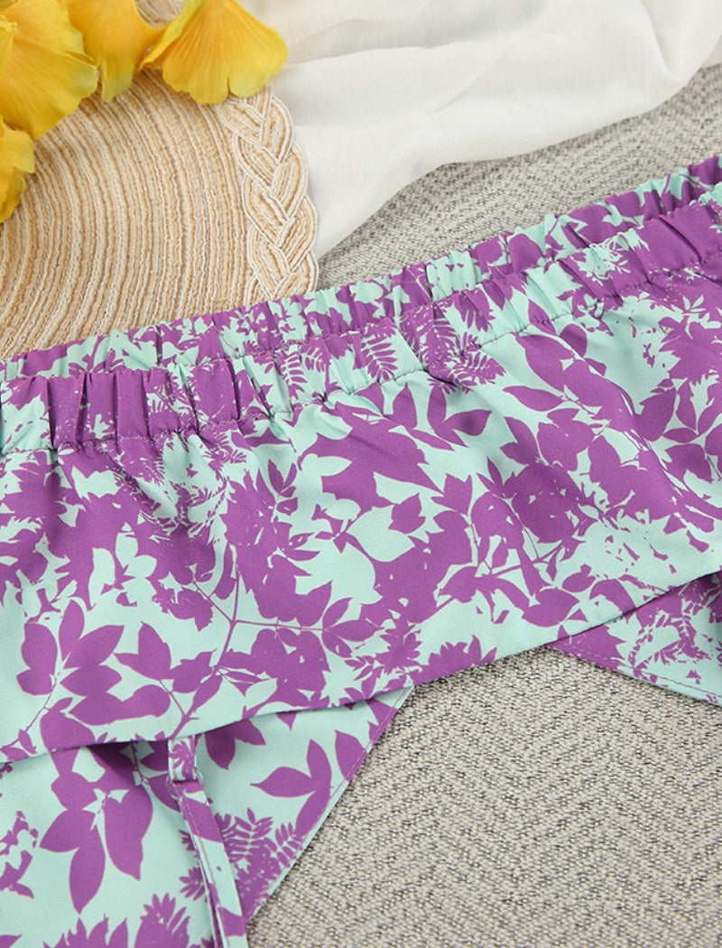 Floral Printed Matching Set with Wide-Leg Pants