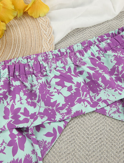 Floral Printed Matching Set with Wide-Leg Pants