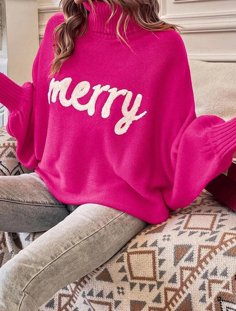 Oversized &quot;Merry&quot; Turtleneck Sweater