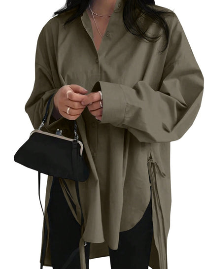 Loose Front Tie Shirt