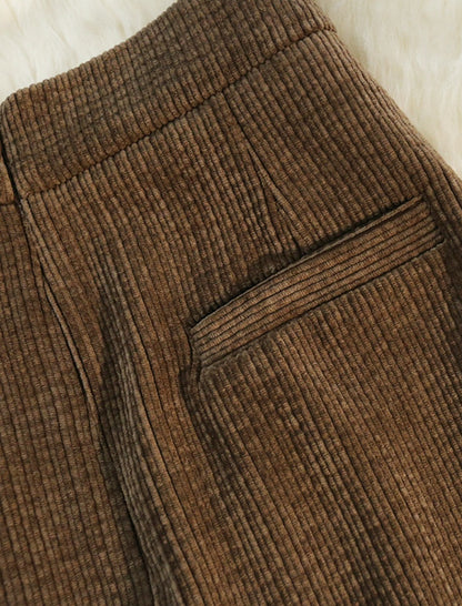 Flared Corduroy Skirt with Panel Detail