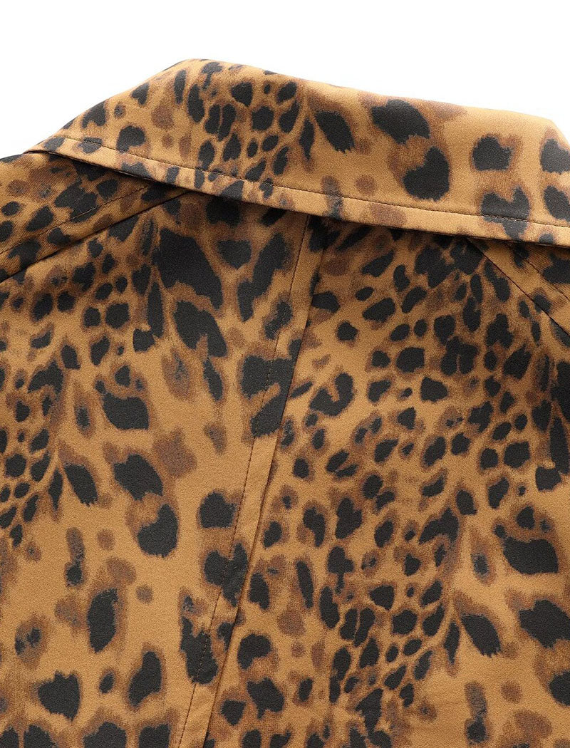 Animal Print Long Sleeve Trench Coat