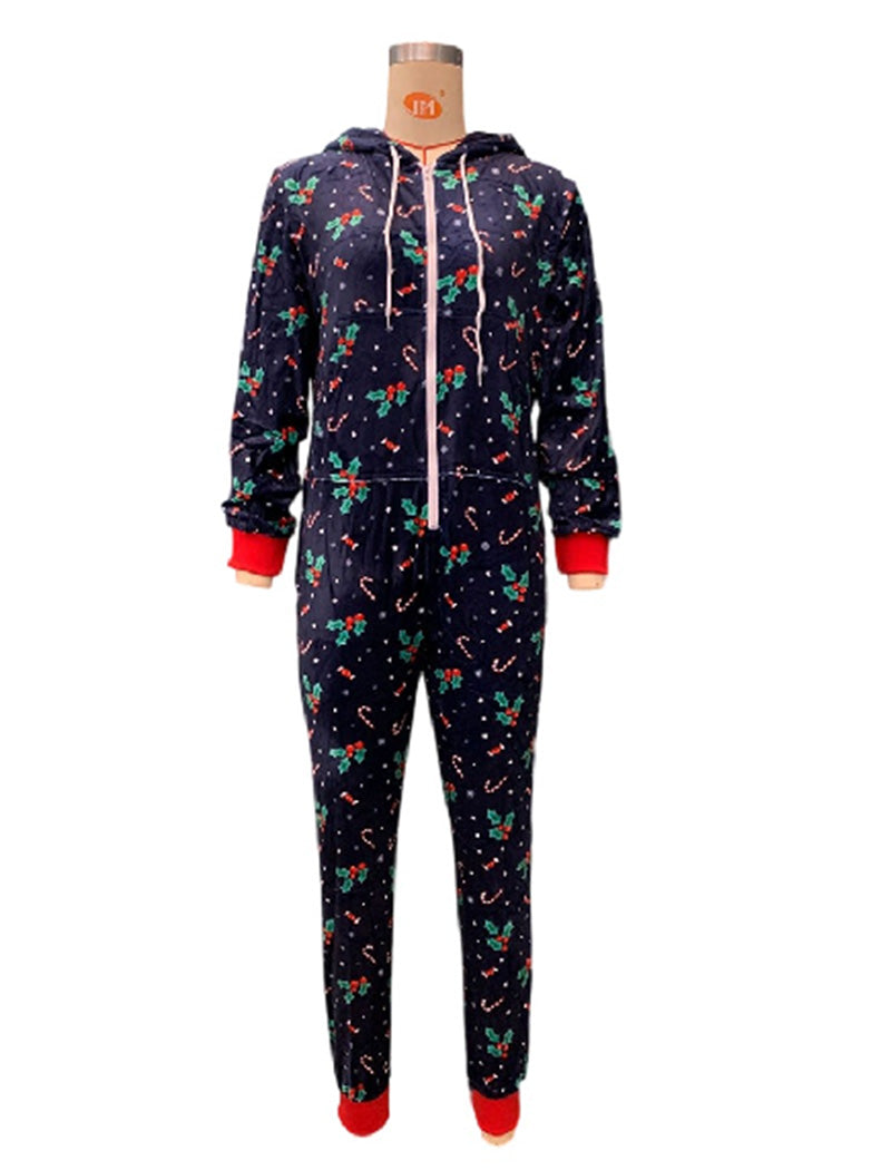 Festive Printed Hooded Jumpsuits