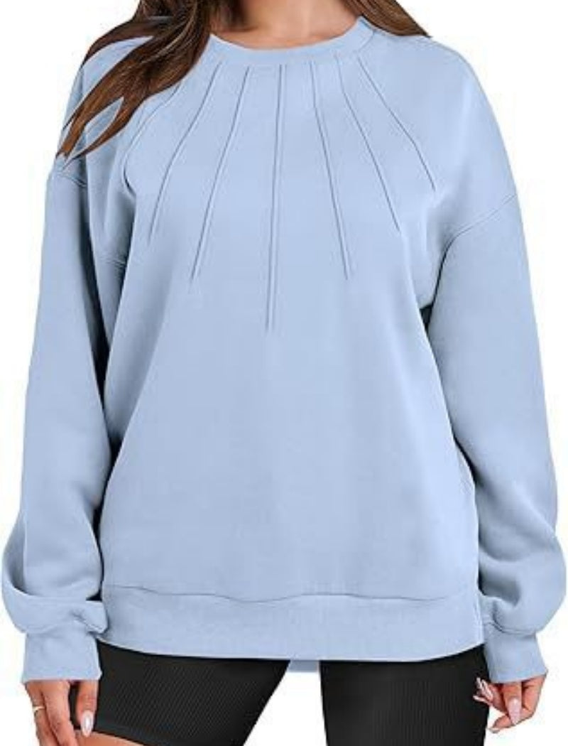 Pleated Detail Crewneck Top