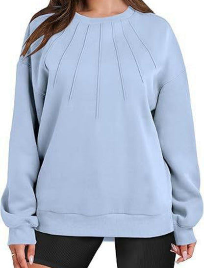 Pleated Detail Crewneck Top