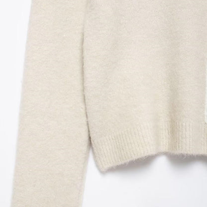 Colorblock Trim Round Neck Knit Sweater