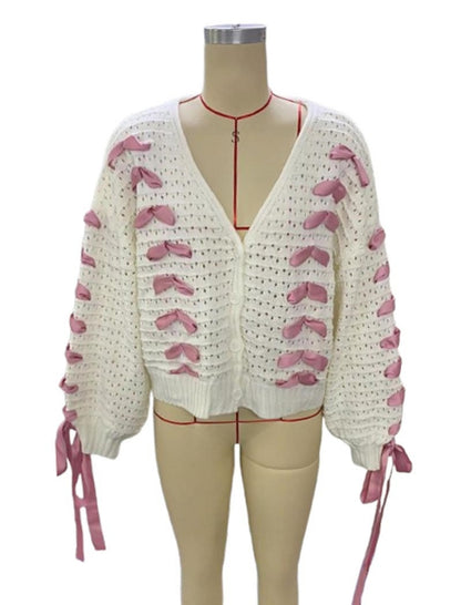 V-neck Tie-front Knit Cardigan