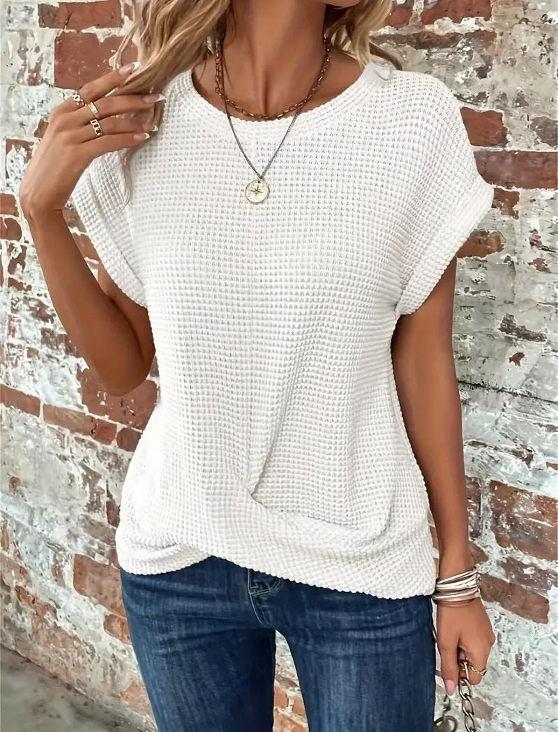 Short-Sleeve Knit Casual Top