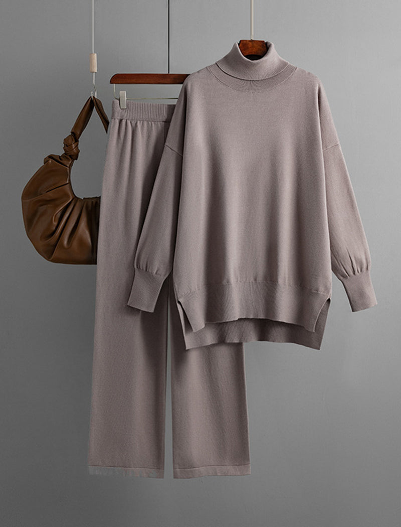 Oversized Turtleneck Sweater and Wide-Leg Pants Set