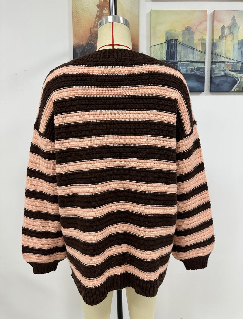 Stripe Crew-neck Pullover Sweater
