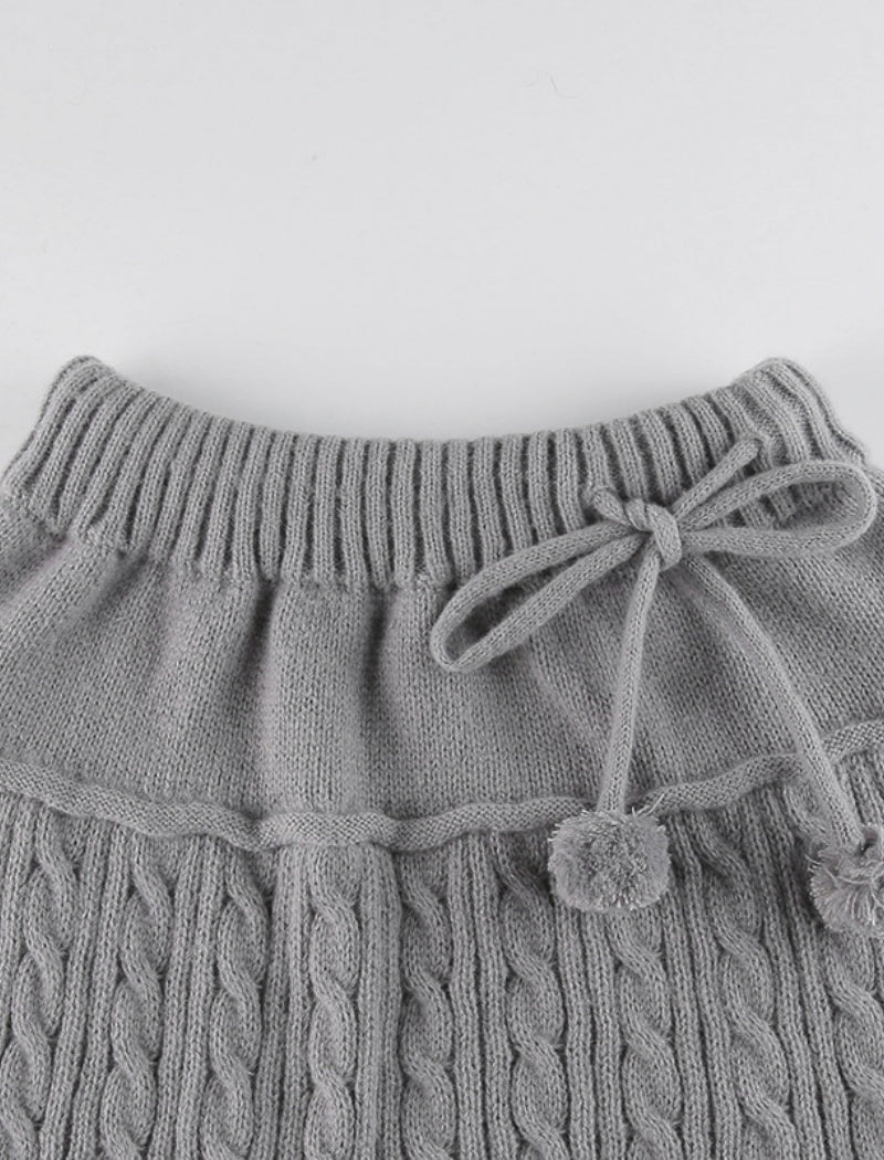 Cable Knit Pom-Pom Mini Skirt