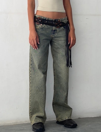 High-Waisted Straight-Leg Denim Jeans