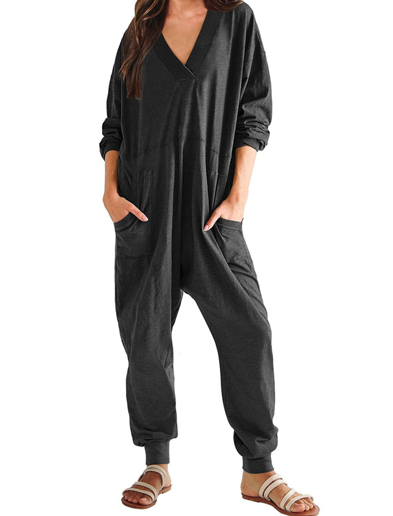 Relaxed Fit V-Neck Jumpsuit