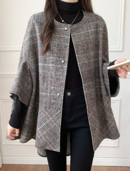 Button-Up Cape Style Outerwear
