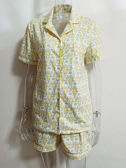 Monkey Print Shirt and Shorts Set