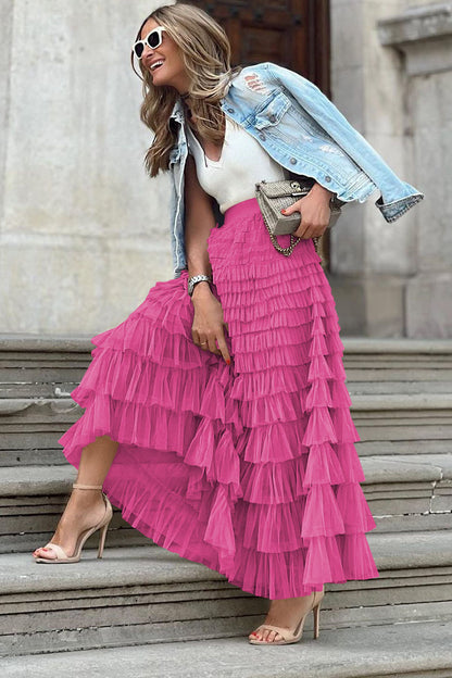 Tiered Ruffle Maxi Skirt