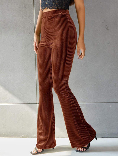 Velvet High-Waist Flared Pants