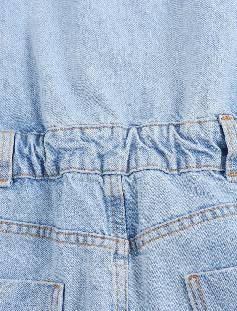 Collared Short Sleeve Denim Romper