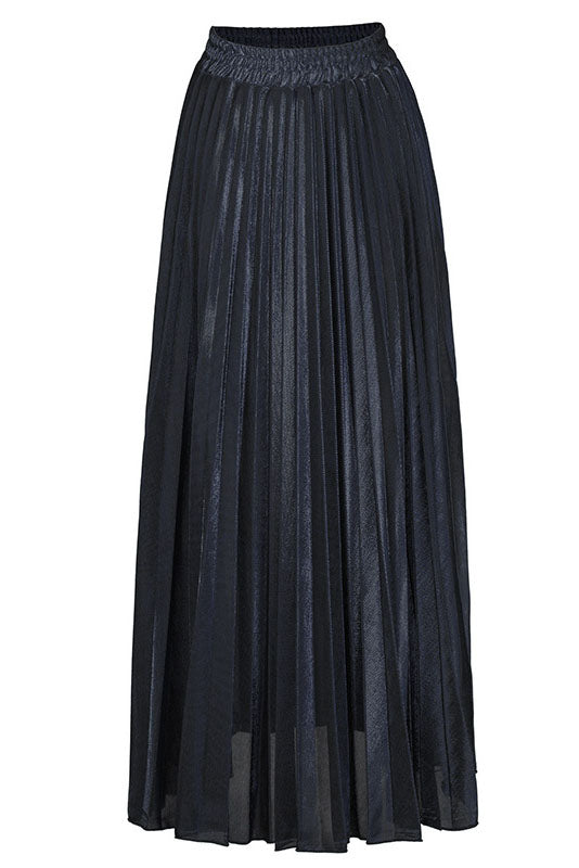 Metallic Pleated Maxi Skirt