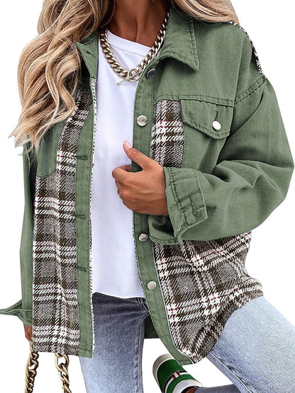 Denim Plaid Patchwork Jacket