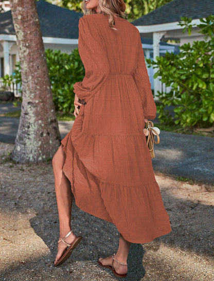 Tiered Long Sleeve Maxi Dress